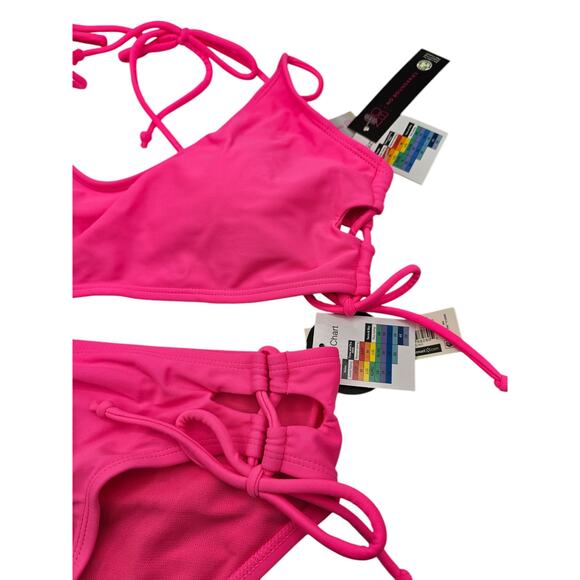 No Boundaries Womens Sz M/L Bikini Swimsuit Set Hot Pink NEW - Picture 2 of 5